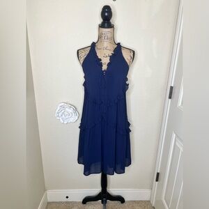 NTM: A Loves A Beautiful Navy Ruffles Tiered Shift Drop Waist  Dress Size XS